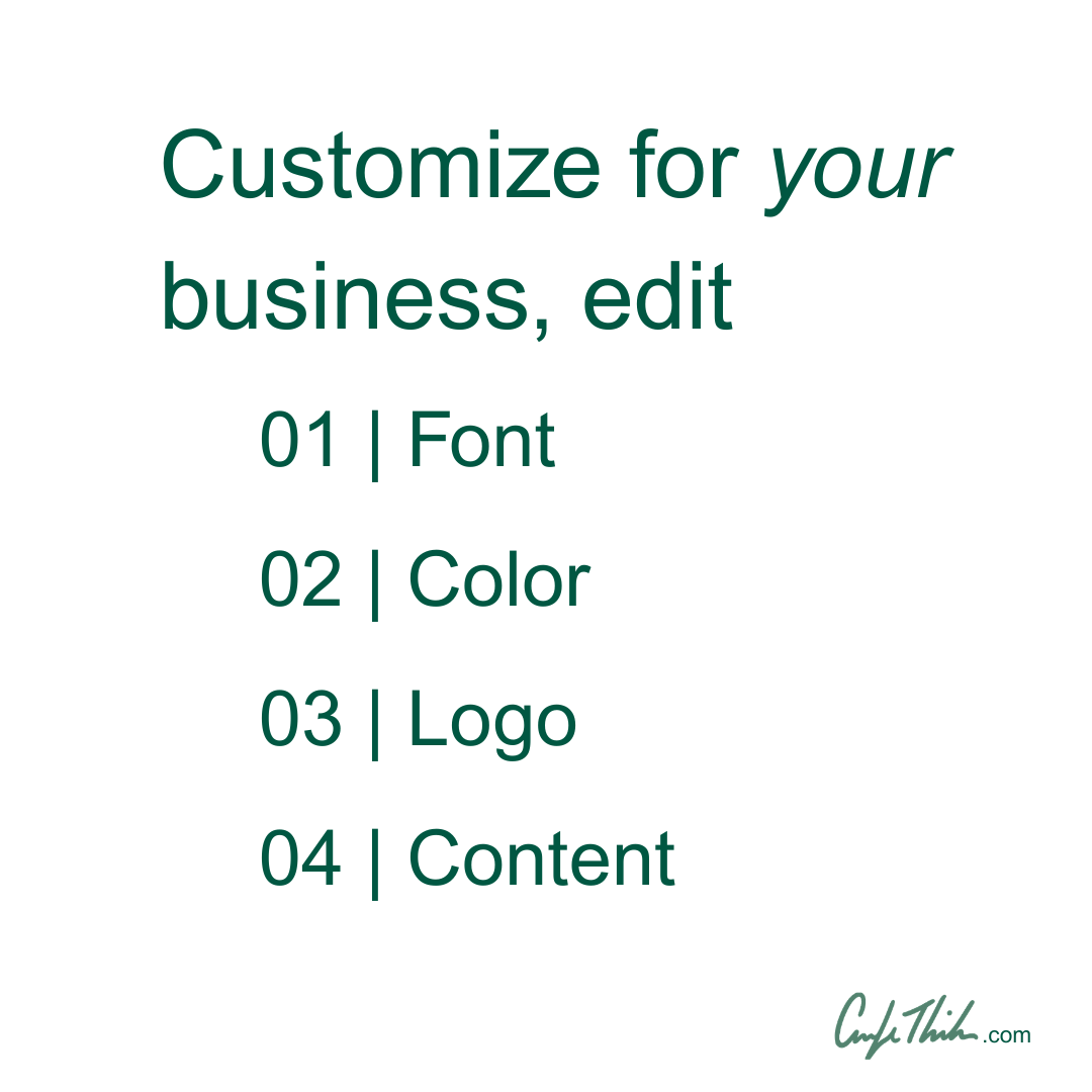 Customize the Business Case Framework template — change font, color, logo, and content for your brand